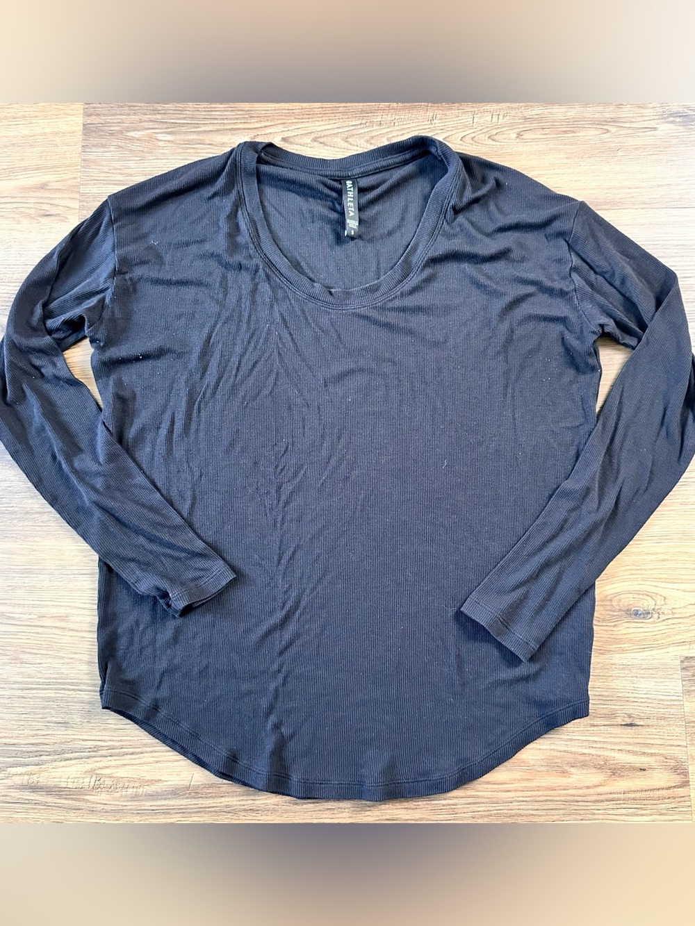 Athleta CloudLight Modal Ribbed Stratus Long Sleeve Black Shirt SZ Small Casual